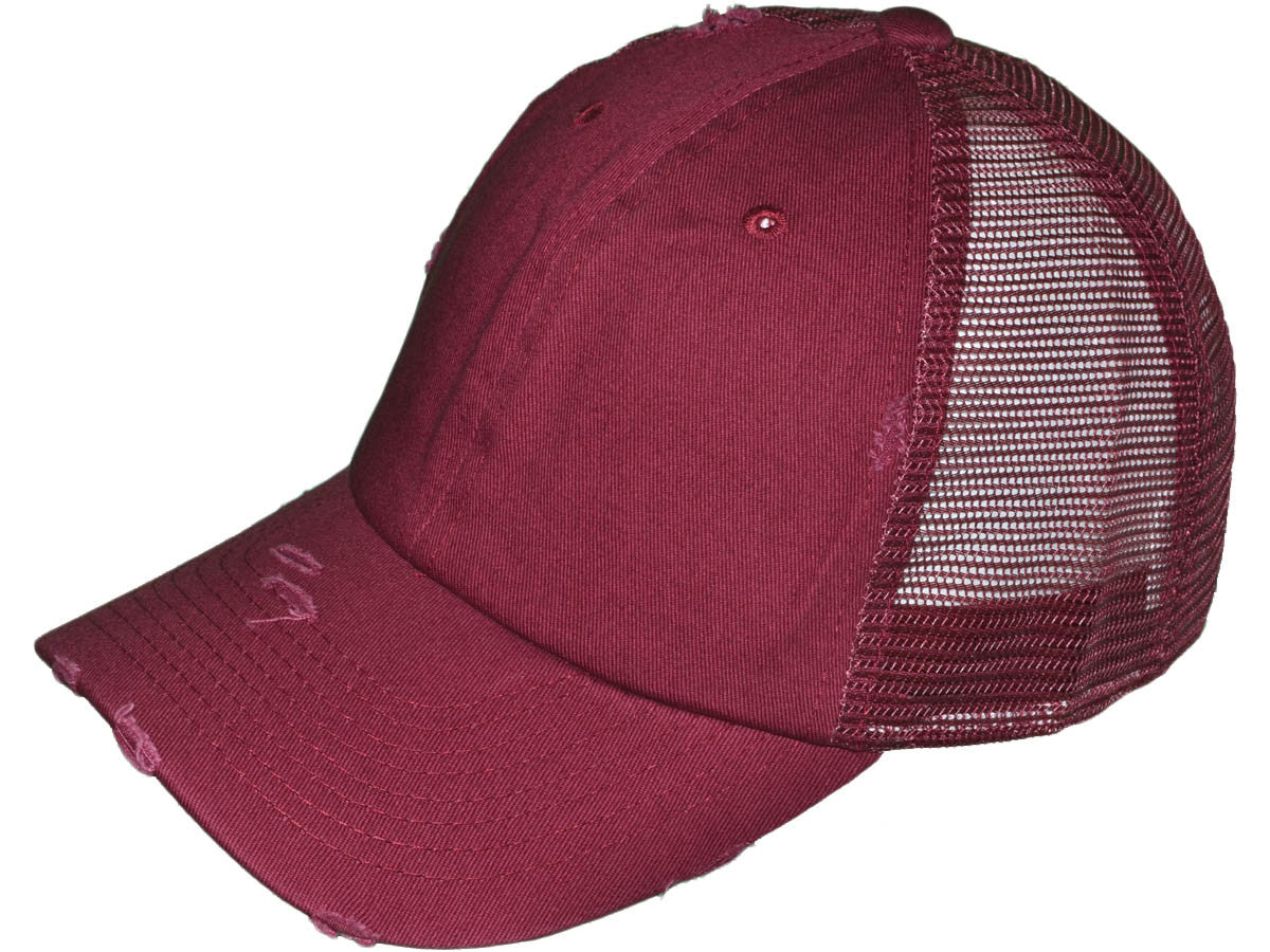 Vintage Unstructured Frayed Cotton Low Profile Trucker Hat