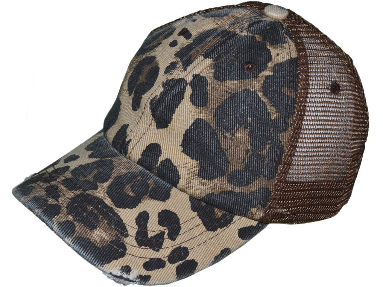 Animal Print Soft Structured Distressed Washed Canvas Trucker Hat