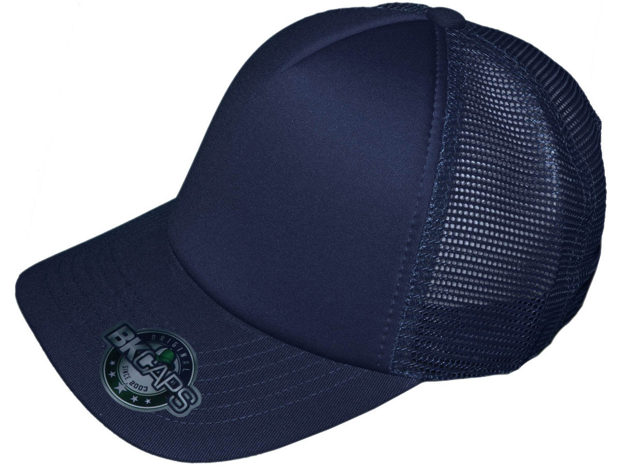 Premium Foam Trucker Hats – 5 Panel Cotton Front Mesh Back with Black Underbill (20 Colors) – Style 5358