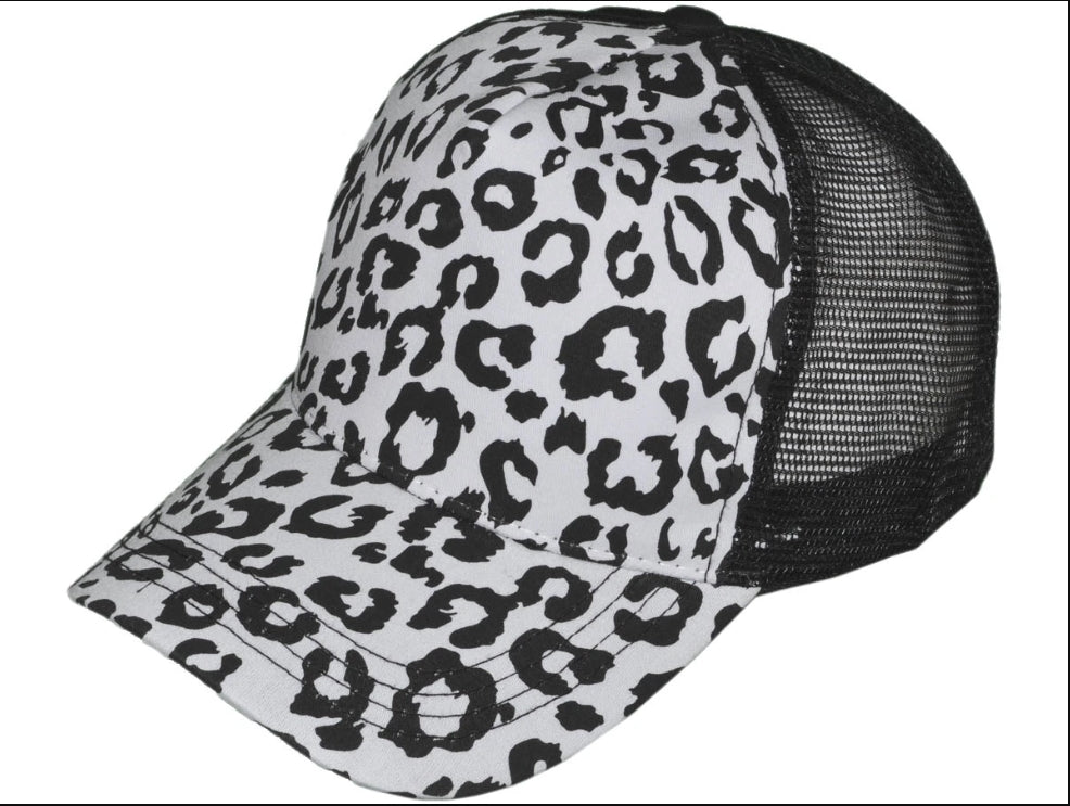 Leopard Print Hat w/ Mesh Back
