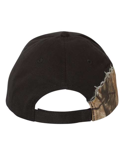 Licensed Camo with Barbed Wire Embroidery Cap - Kati - Black/ Realtree AP