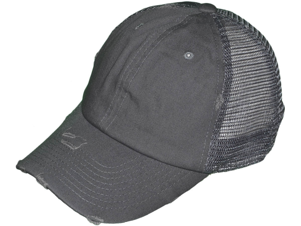Vintage Unstructured Frayed Cotton Low Profile Trucker Hat