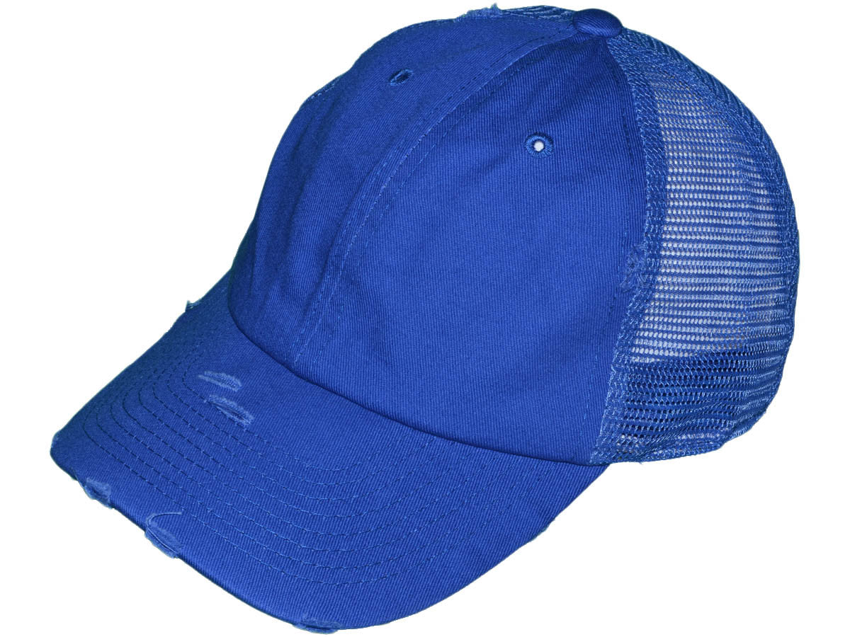 Vintage Unstructured Frayed Cotton Low Profile Trucker Hat