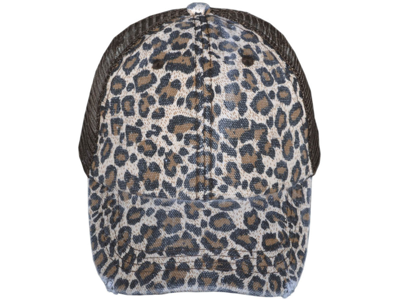 Animal Print Vintage Trucker Hats Soft Structured Distressed Washed Canvas Leopard Ladies (Brown, Khaki & Brown/Black) - 22065 HillTopHats