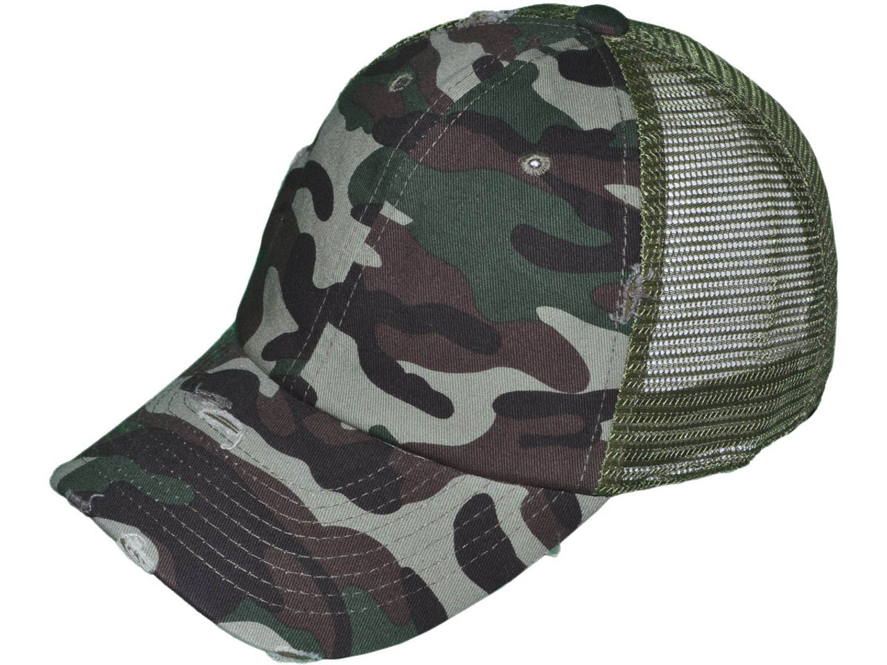 Vintage Trucker Hats - Unstructured Frayed Cotton Low Profile BK Caps (10 Colors Available) - 5212