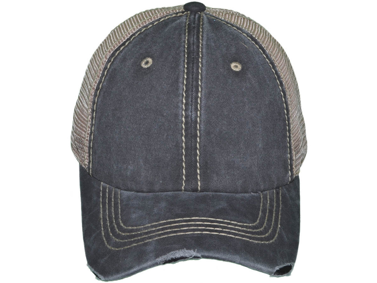 Vintage Distressed Trucker Hats - BK Caps Low Profile Pigment-Dyed Cotton Ripped (22 Colors Available) - 5226