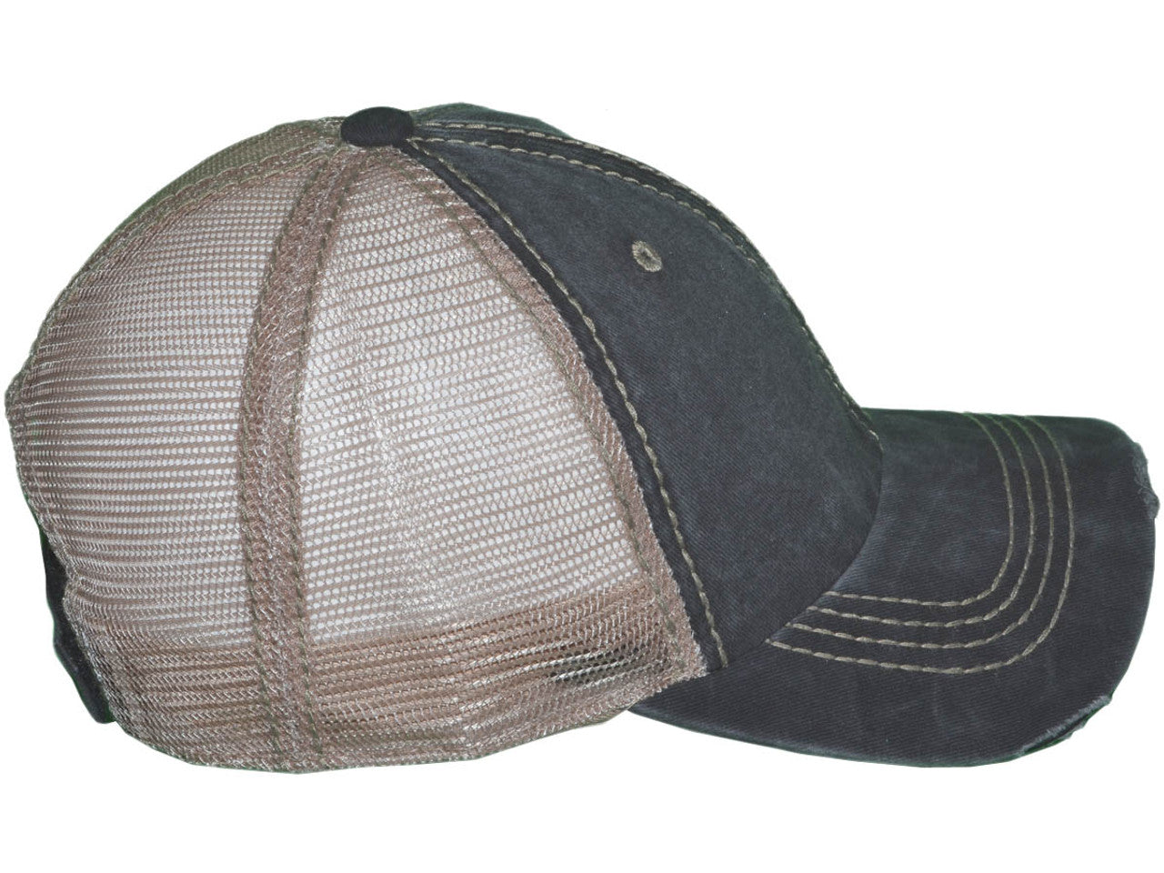 Vintage Distressed Trucker Hats - BK Caps Low Profile Pigment-Dyed Cotton Ripped (22 Colors Available) - 5226
