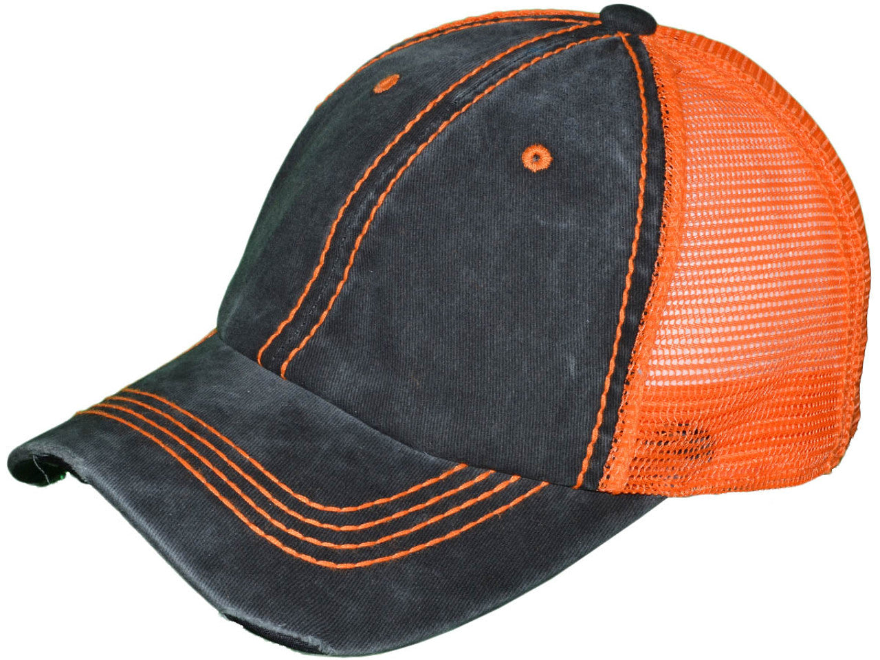 Vintage Distressed Trucker Hats - BK Caps Low Profile Pigment-Dyed Cotton Ripped (22 Colors Available) - 5226