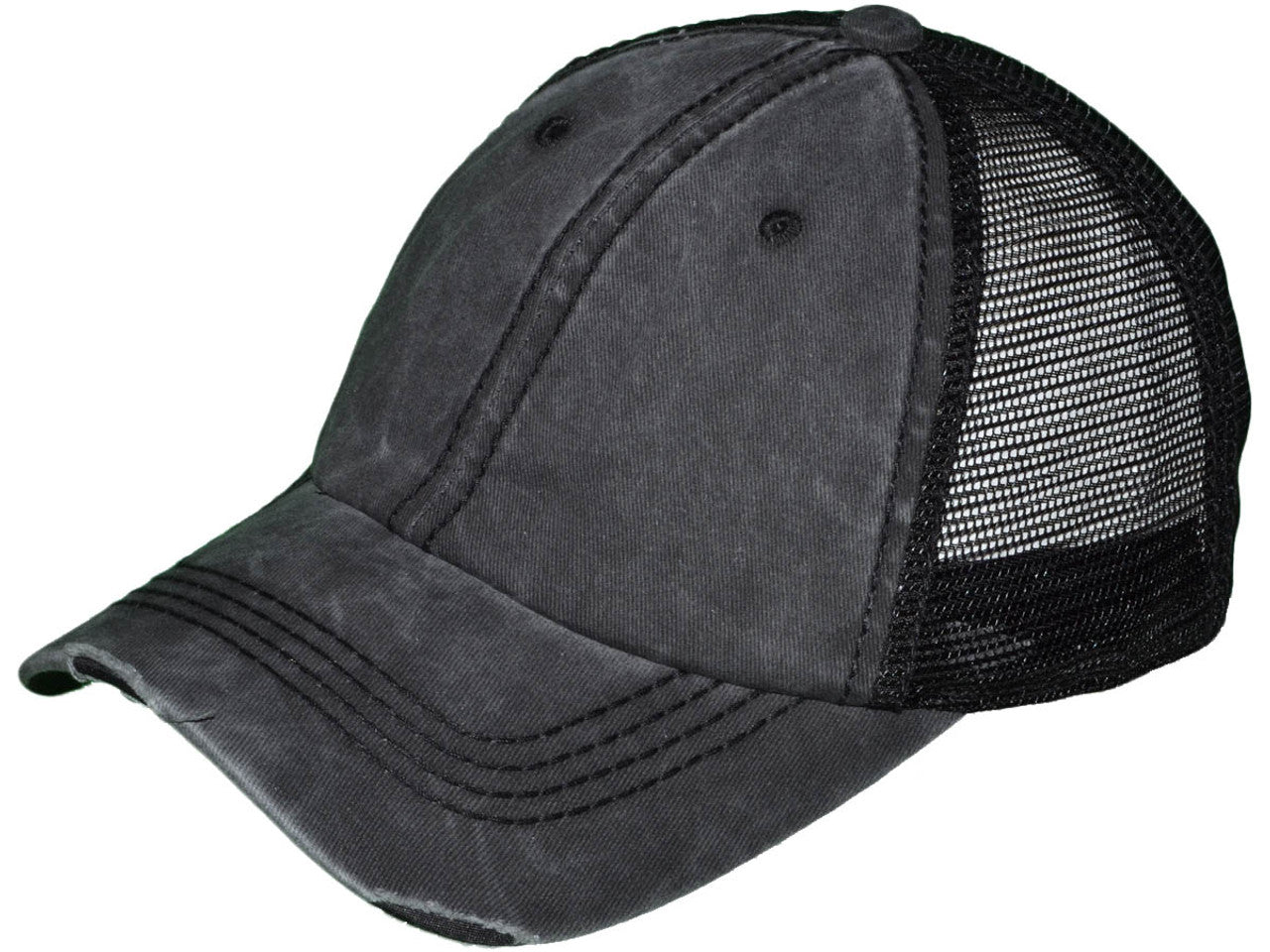 Vintage Distressed Trucker Hats - BK Caps Low Profile Pigment-Dyed Cotton Ripped (22 Colors Available) - 5226