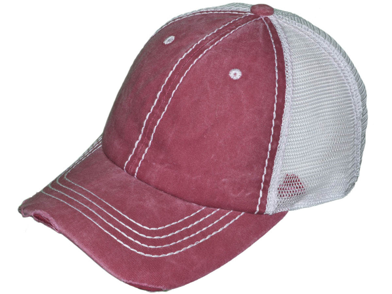 Vintage Distressed Trucker Hats - BK Caps Low Profile Pigment-Dyed Cotton Ripped (22 Colors Available) - 5226