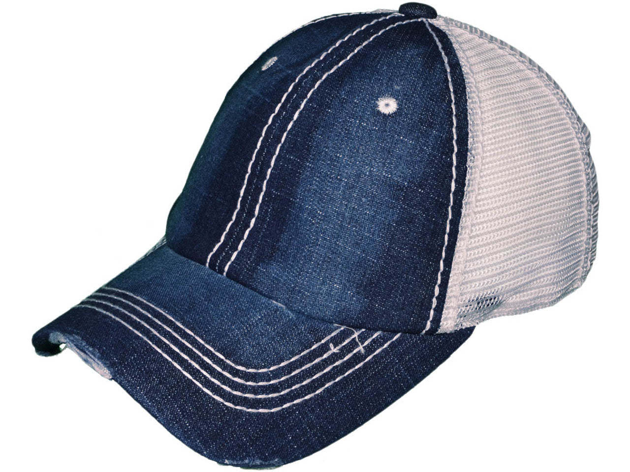 Vintage Distressed Trucker Hats - BK Caps Low Profile Pigment-Dyed Cotton Ripped (22 Colors Available) - 5226