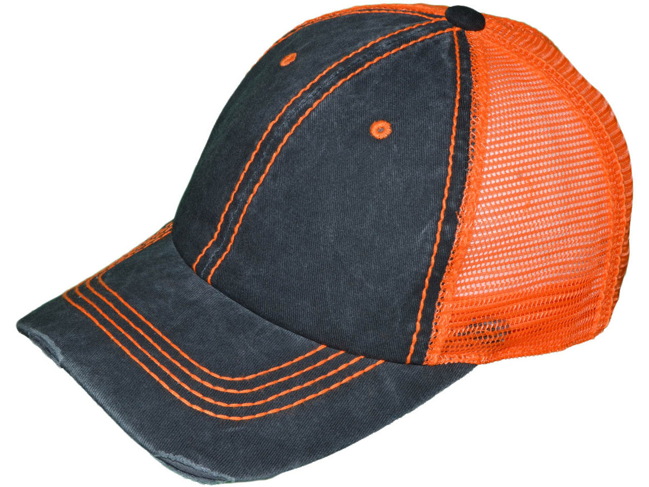 Vintage Distressed Trucker Hats - BK Caps Low Profile Pigment-Dyed Cotton Ripped (22 Colors Available) - 5226