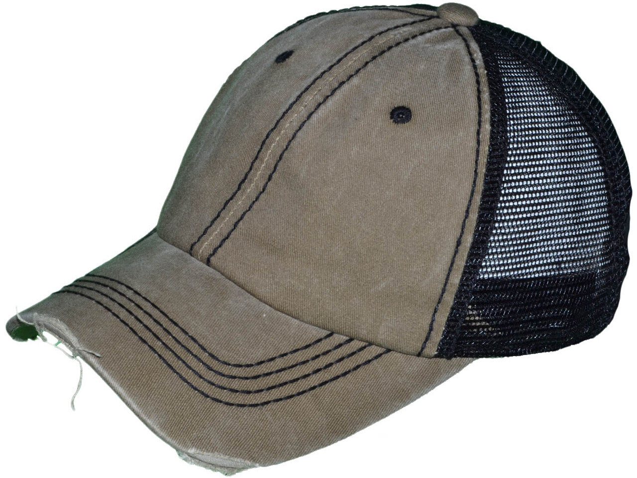 Vintage Distressed Trucker Hats - BK Caps Low Profile Pigment-Dyed Cotton Ripped (22 Colors Available) - 5226