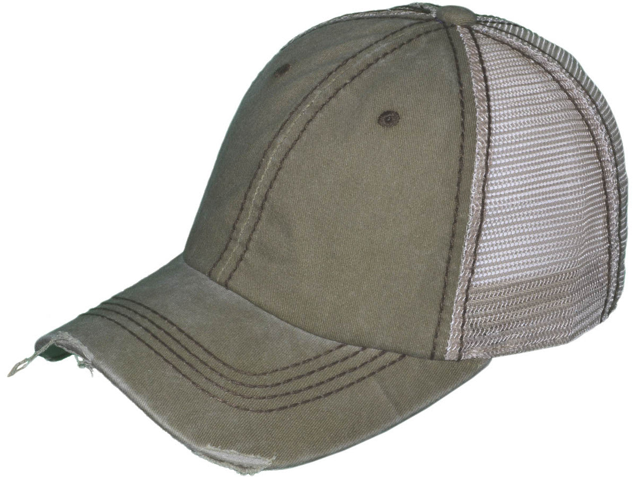 Vintage Distressed Trucker Hats - BK Caps Low Profile Pigment-Dyed Cotton Ripped (22 Colors Available) - 5226