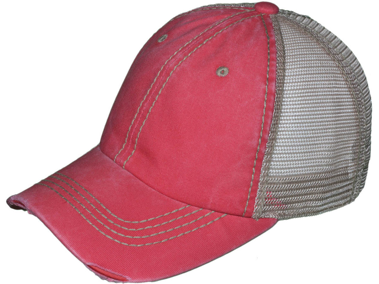 Vintage Distressed Trucker Hats - BK Caps Low Profile Pigment-Dyed Cotton Ripped (22 Colors Available) - 5226