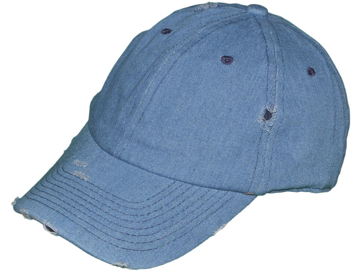 Vintage Dad Hat - Low Profile Washed Frayed Ripped Cotton Twill Polo