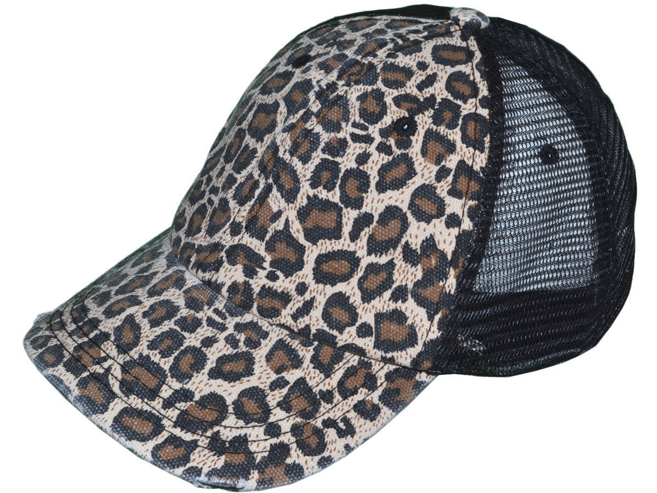 Animal Print Soft Structured Distressed Washed Canvas Trucker Hat