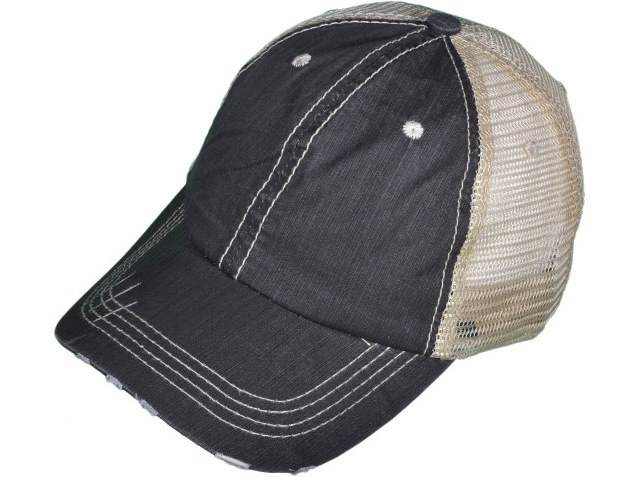 21504 Vintage Distressed Trucker Hats Cotton Unstructured Washed Ripped Frayed Hill Top Hats