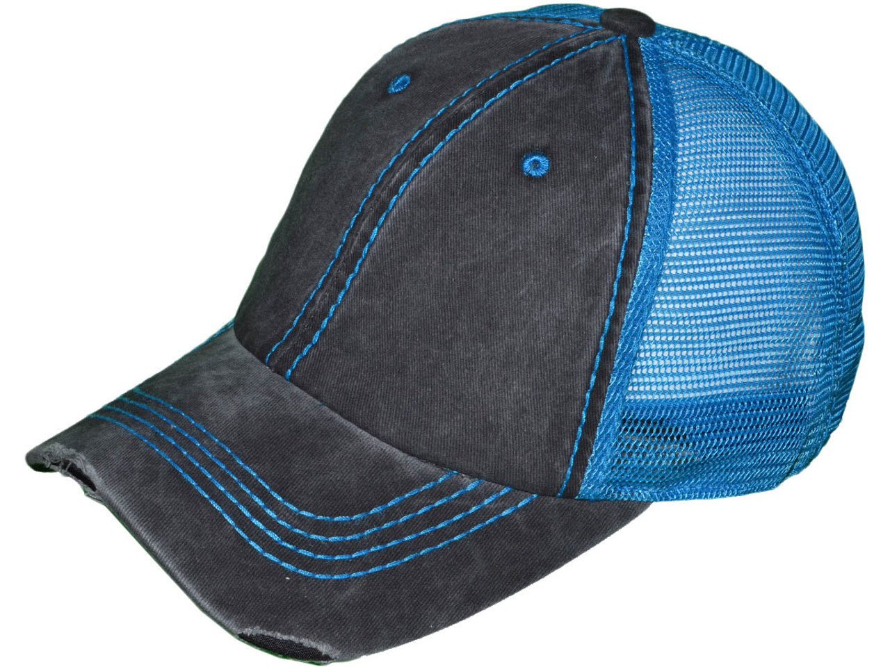 Vintage Distressed Trucker Hats - BK Caps Low Profile Pigment-Dyed Cotton Ripped (22 Colors Available) - 5226