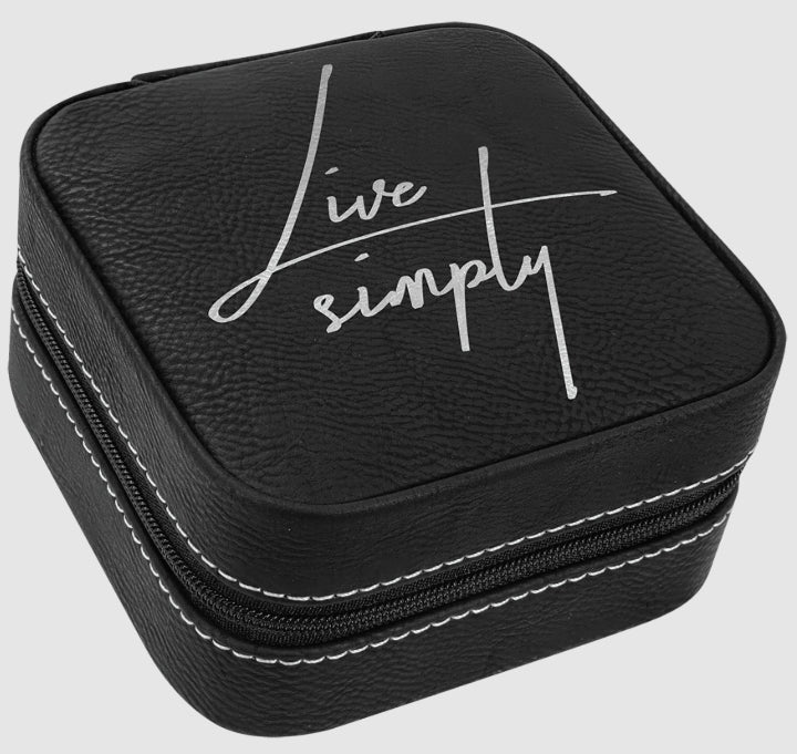 Leather Travel Jewelry Box w/ Black Lining