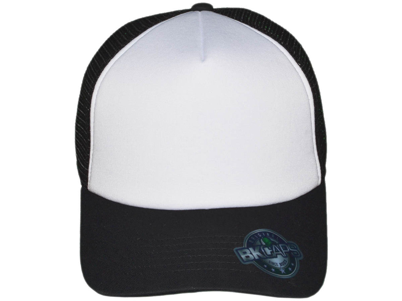 Premium Foam Trucker Hats – 5 Panel Cotton Front Mesh Back with Black Underbill (20 Colors) – Style 5358