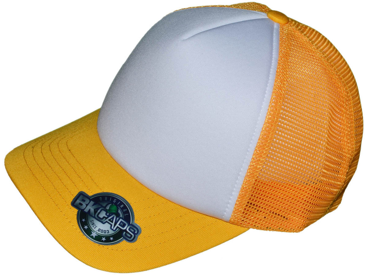 Premium Foam Trucker Hats – 5 Panel Cotton Front Mesh Back with Black Underbill (20 Colors) – Style 5358