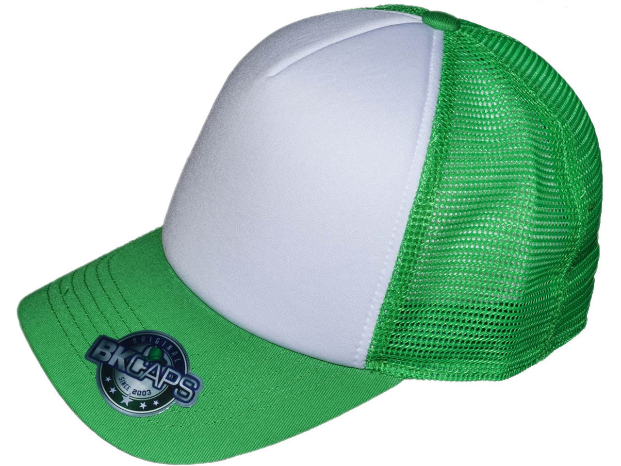 Premium Foam Trucker Hats – 5 Panel Cotton Front Mesh Back with Black Underbill (20 Colors) – Style 5358