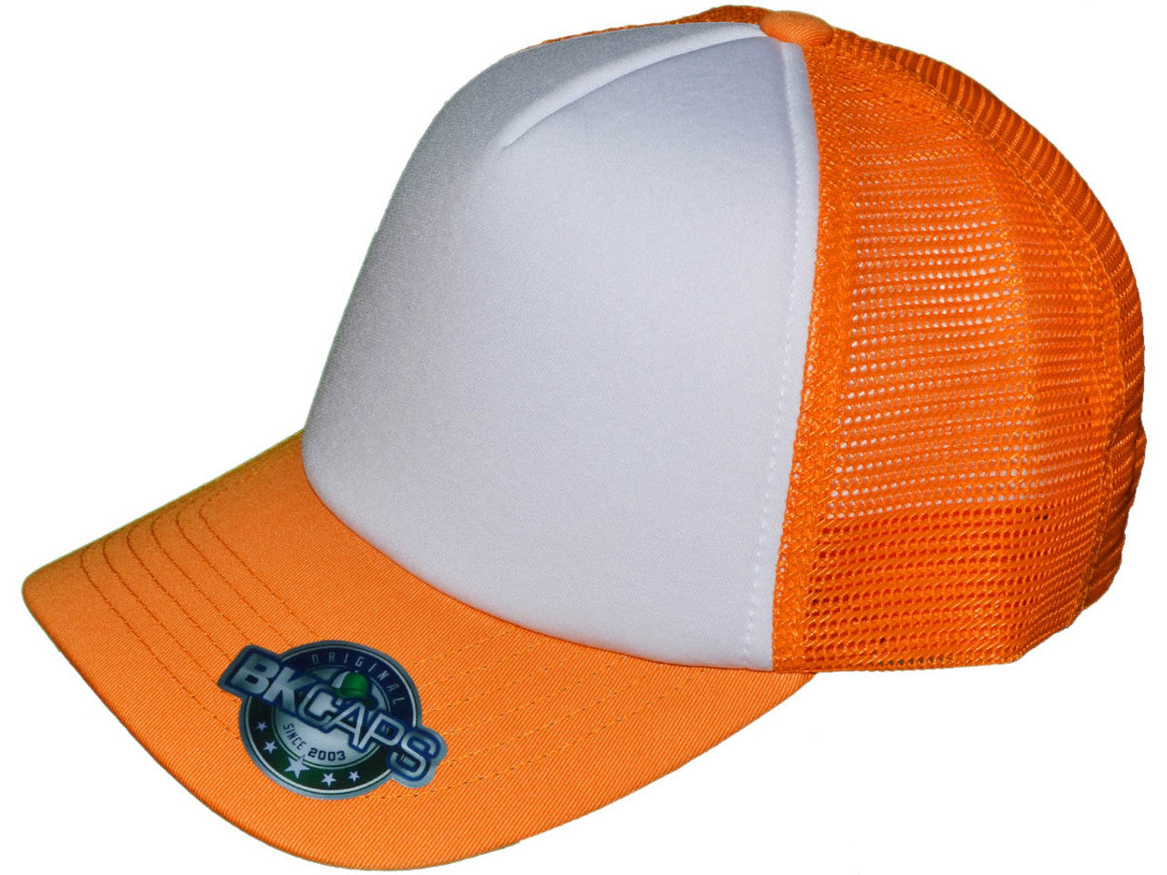 Premium Foam Trucker Hats – 5 Panel Cotton Front Mesh Back with Black Underbill (20 Colors) – Style 5358