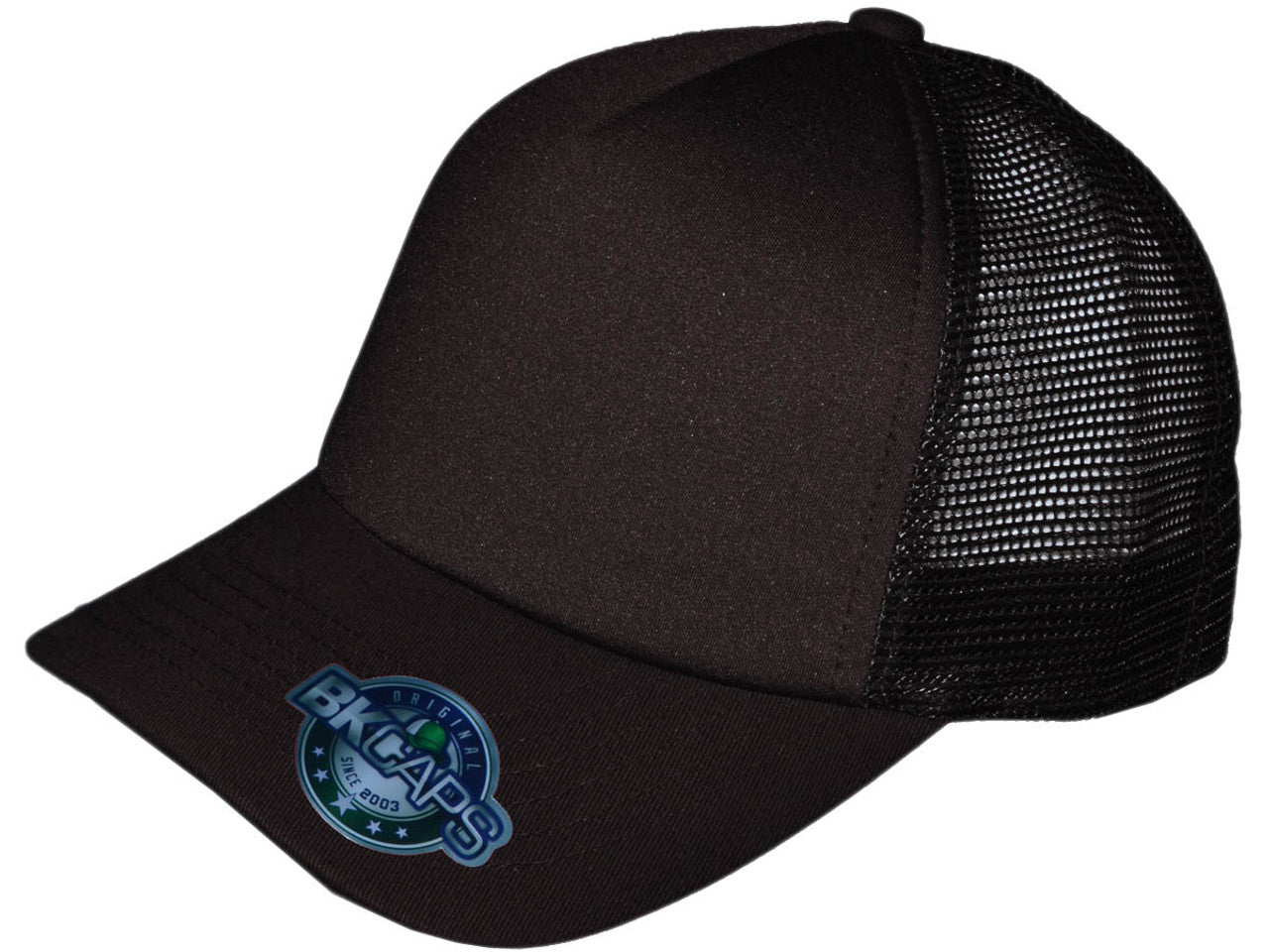 Premium Foam Trucker Hats – 5 Panel Cotton Front Mesh Back with Black Underbill (20 Colors) – Style 5358