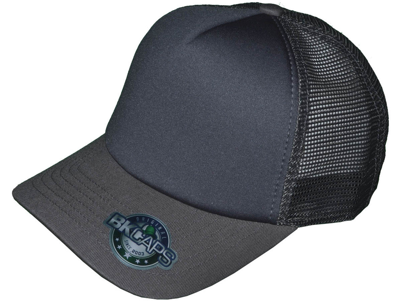 Premium Foam Trucker Hats – 5 Panel Cotton Front Mesh Back with Black Underbill (20 Colors) – Style 5358