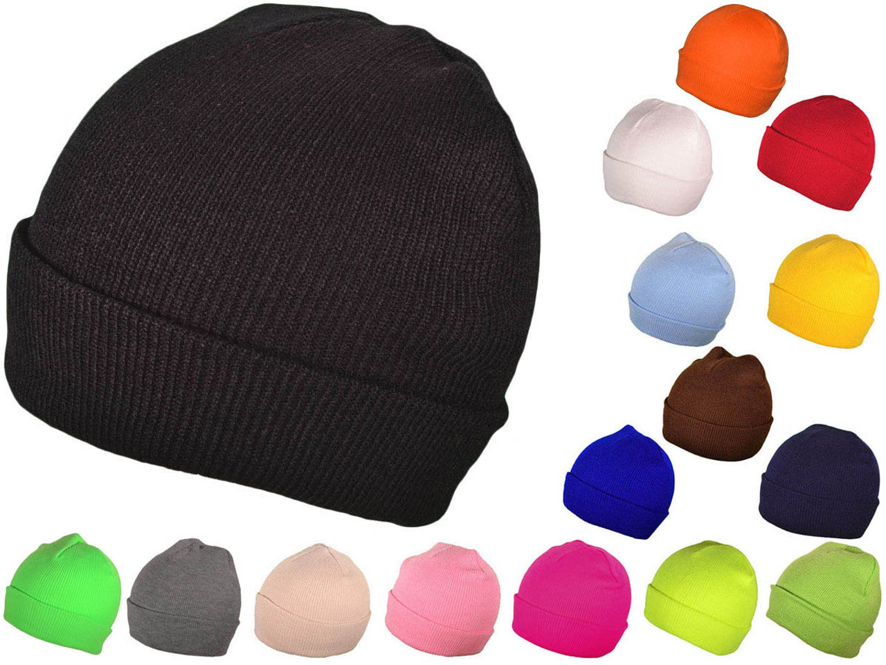 Blank Winter Long Knit Beanie Hat Snug Fit 15 Colors