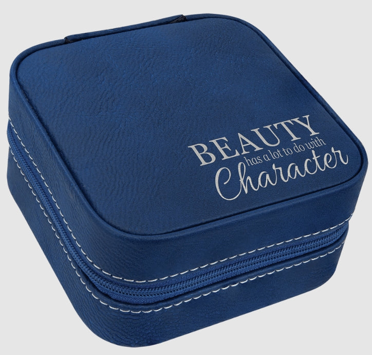 Leather Travel Jewelry Box w/ Black Lining