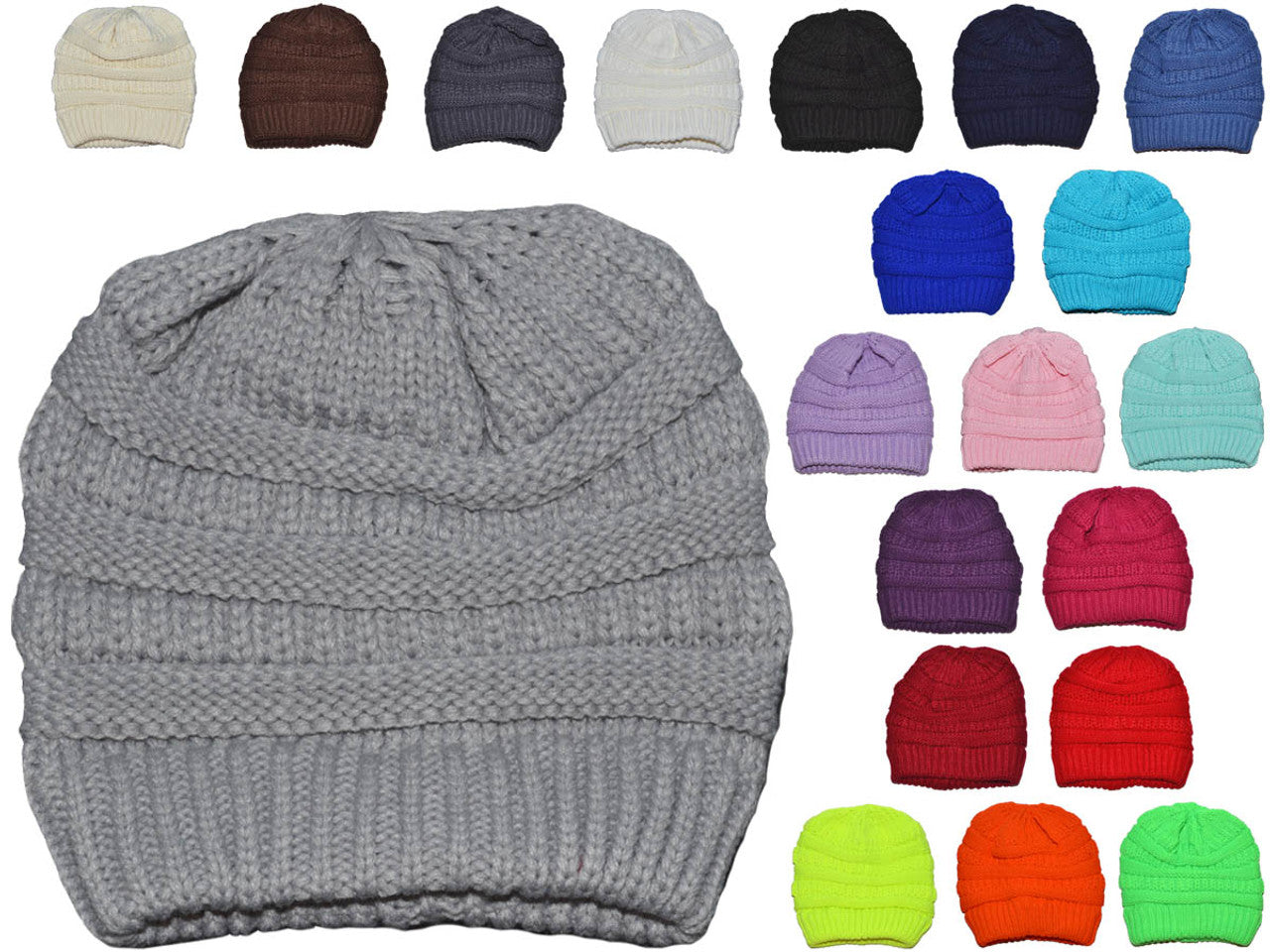 Classic Sweater Design Solid Color Winter Unisex Adult Beanie Thick Soft Winter Hats HillTopHats