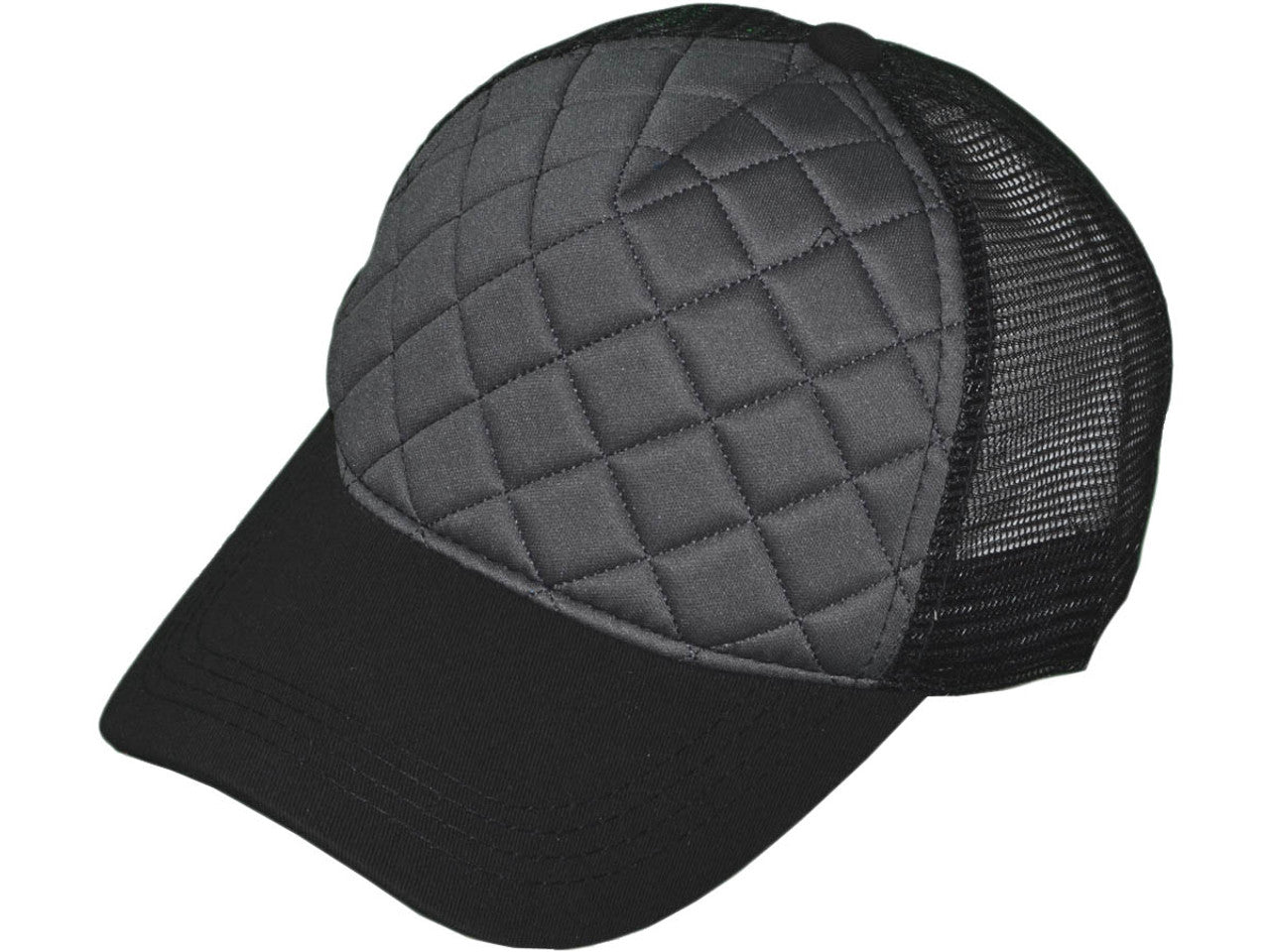Quilted Foam Mid Profile Trucker Hat with Mesh Back