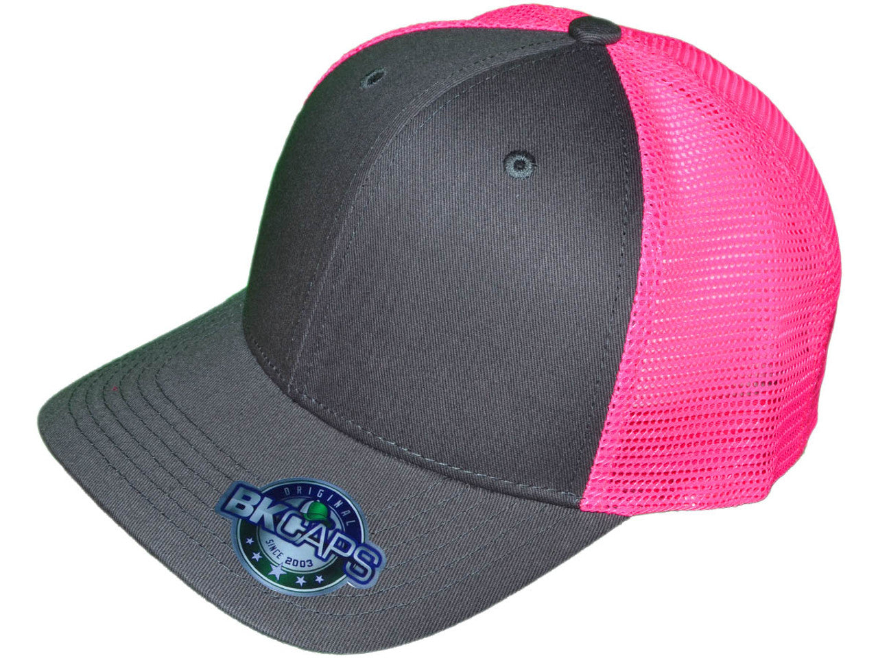 Premium 6 Panel Structured Snapback Trucker Hat with Slight Curve