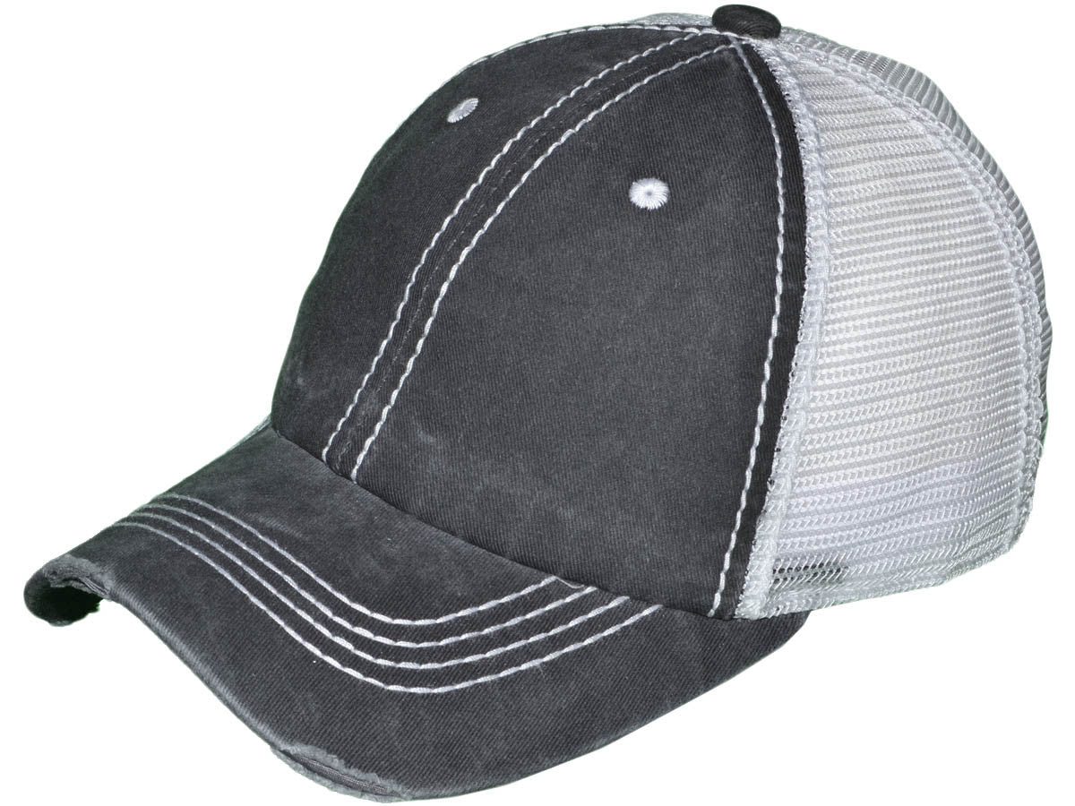 Low Profile Pigment Dyed Cotton Ripped Trucker Hat