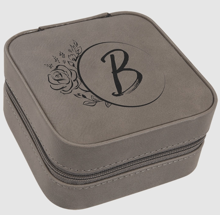 Leather Travel Jewelry Box w/ Black Lining