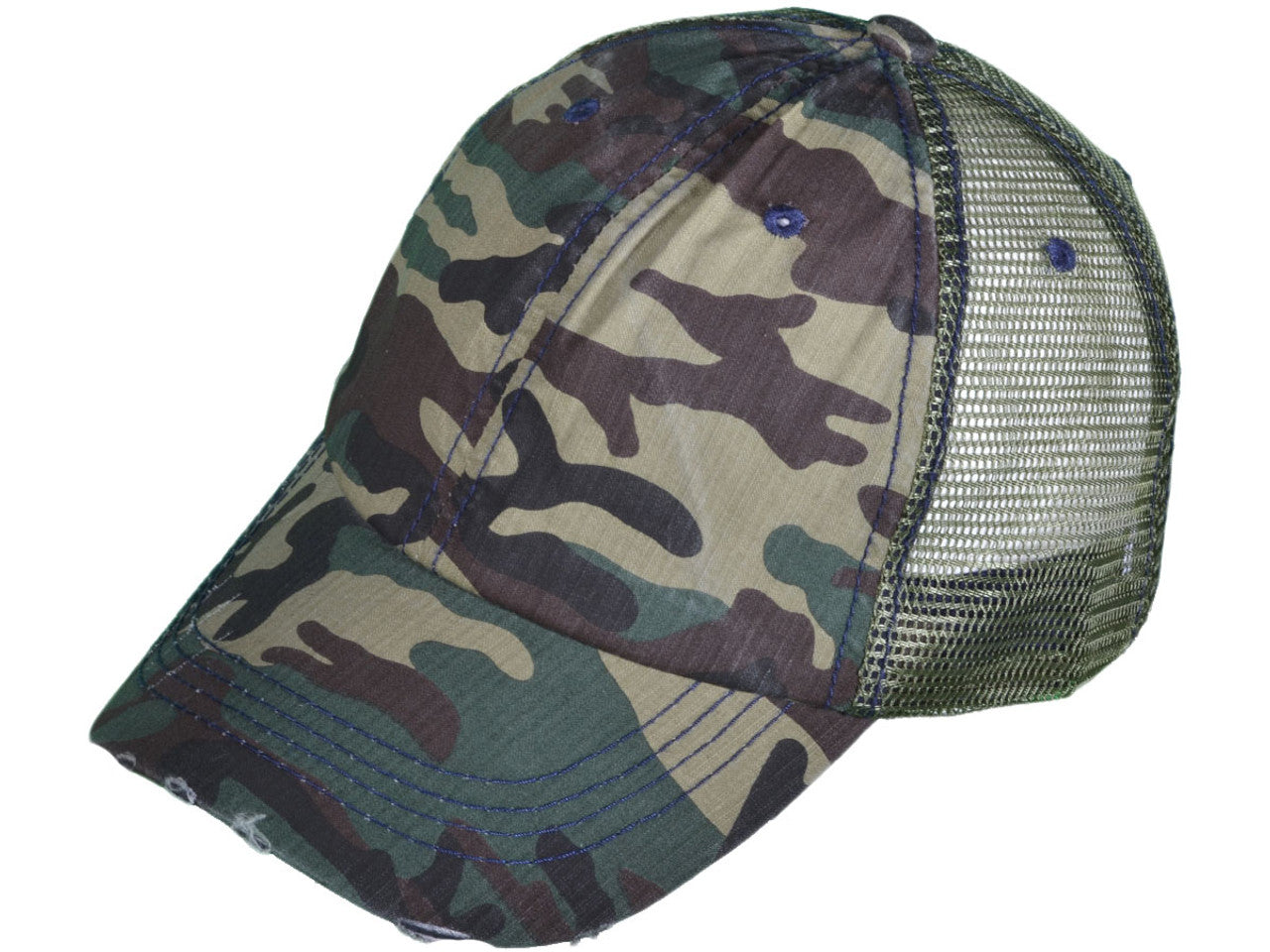 21504 Vintage Distressed Trucker Hats Cotton Unstructured Washed Ripped Frayed Hill Top Hats