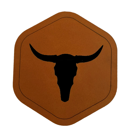 Hexagon Bull Steer Skull Horns Patch HillTopHats