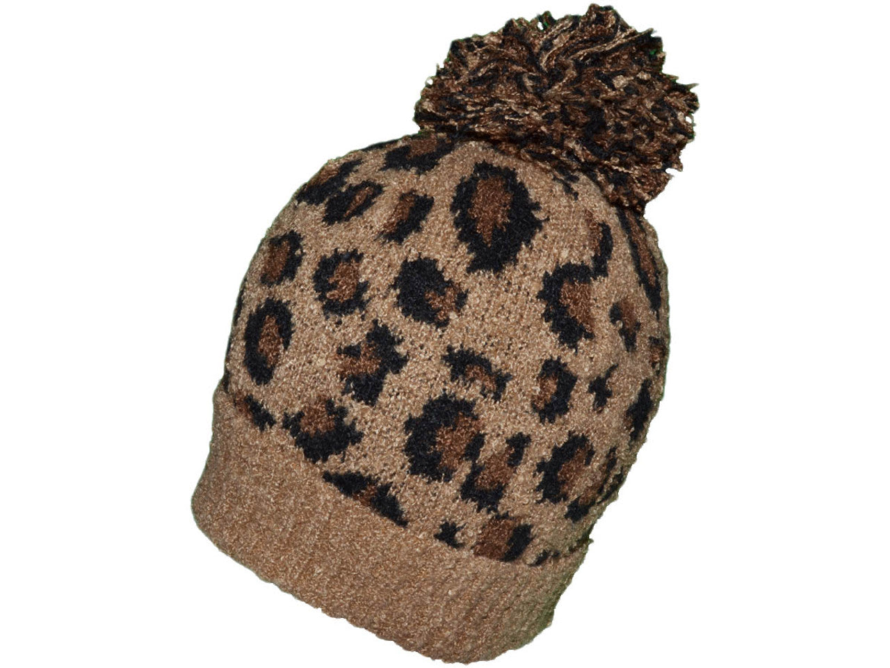 LEOPARD POM-POM BEANIES - WINTER WARM LONG KNIT RIBBED CUFFED SOFT LADIES BEANIE HAT HillTopHats