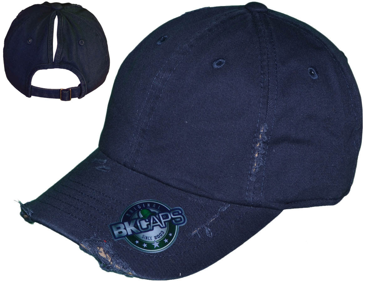 Ponytail Vintage Ladies Ripped Dad Hats