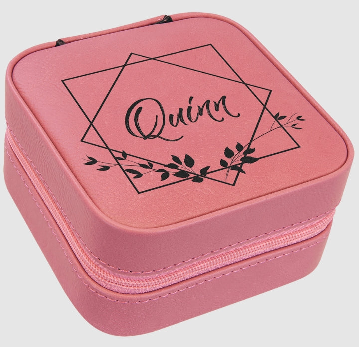 Leather Travel Jewelry Box w/ Black Lining