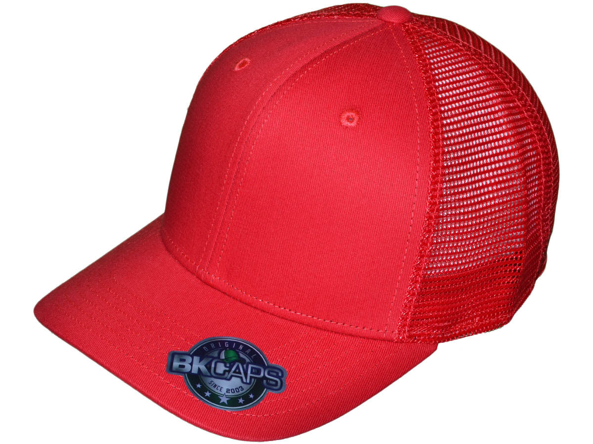 Solid Color Structured Slightly Curved Bill Trucker Hat