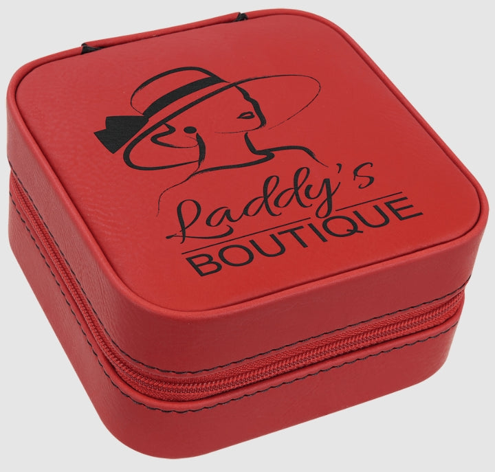 Leather Travel Jewelry Box w/ Black Lining