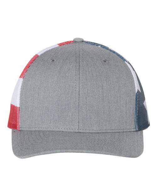 Richardson 112PM Heather Gray Stars Stripes Mesh Trucker Hat