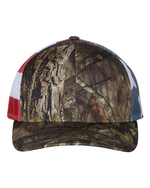 Richardson 112PM Mossy Oak Stars Stripes Mesh Trucker Hat