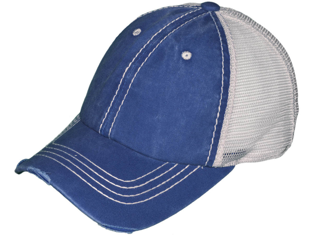 Low Profile Pigment Dyed Cotton Ripped Trucker Hat