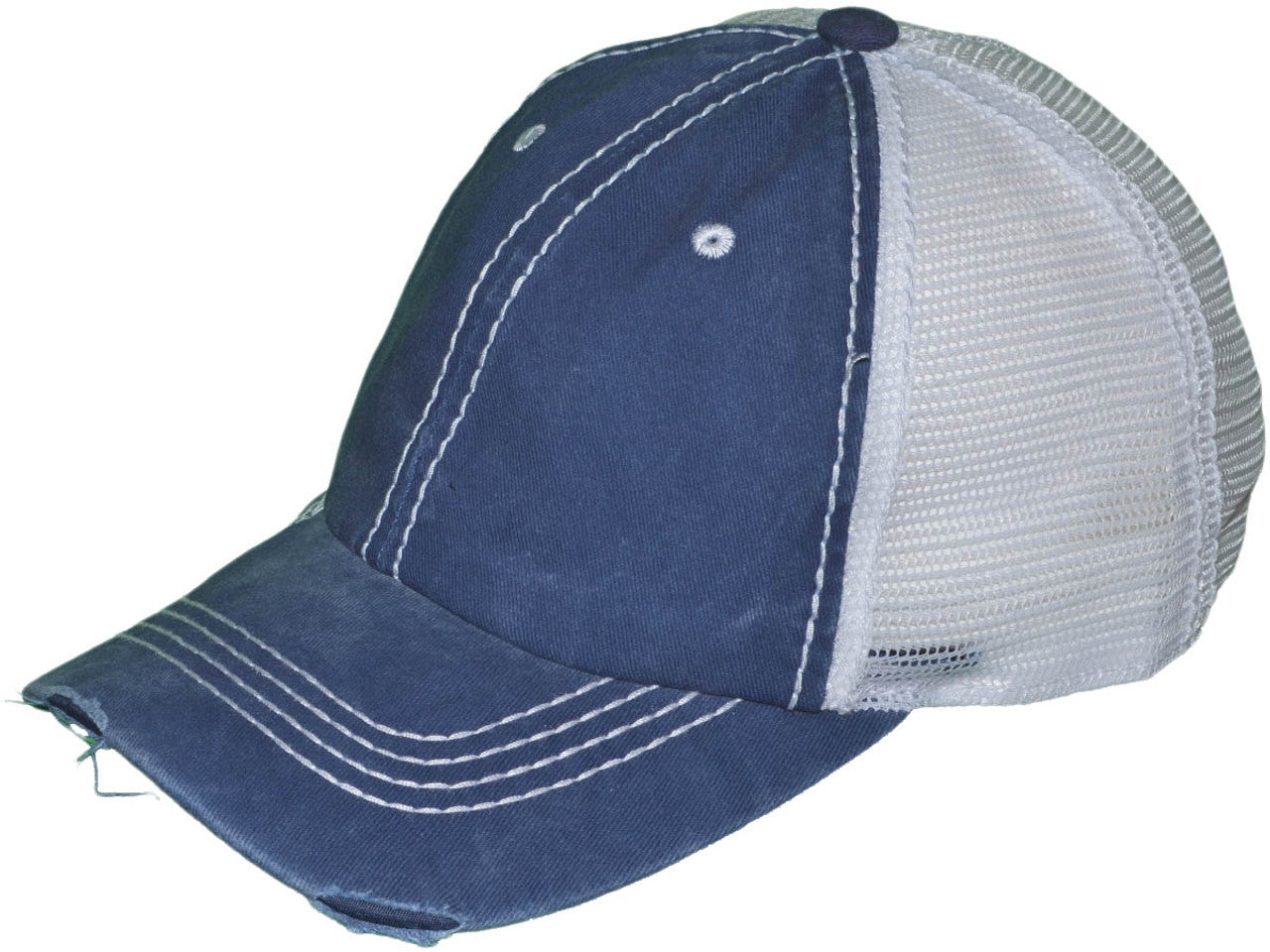 Vintage Distressed Trucker Hats - BK Caps Low Profile Pigment-Dyed Cotton Ripped (22 Colors Available) - 5226