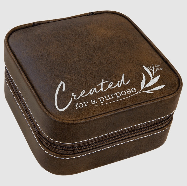 Leather Travel Jewelry Box w/ Black Lining