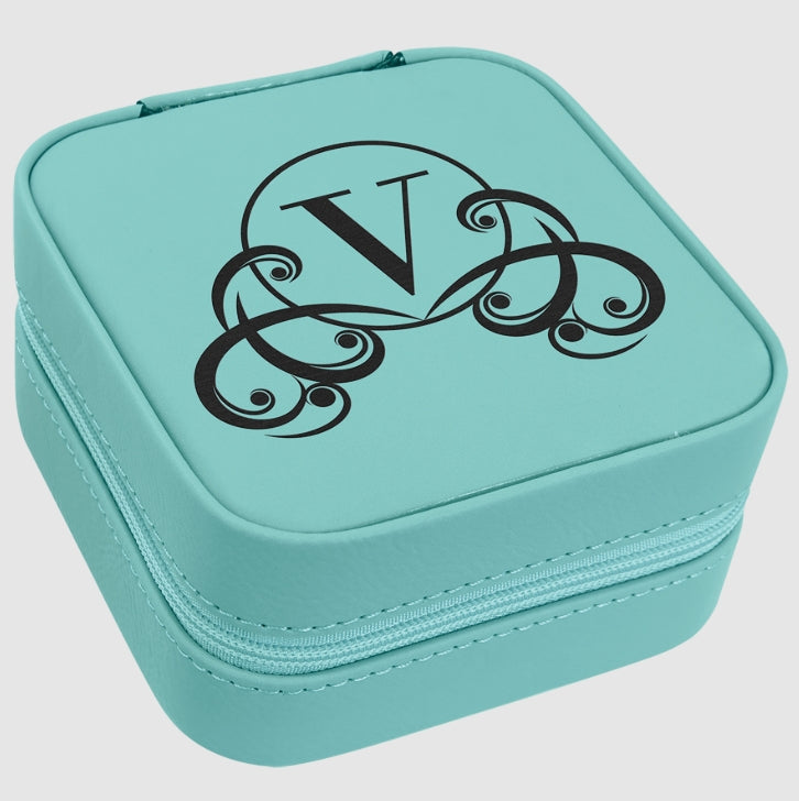 Leather Travel Jewelry Box w/ Tan Lining